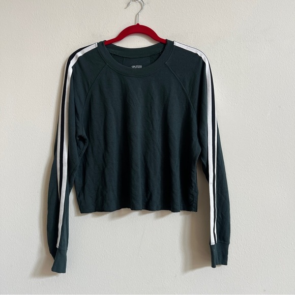 SPLITS59 CROPPED WARM UP FLEECE SWEATSHIRT GREEN - Picture 2 of 4